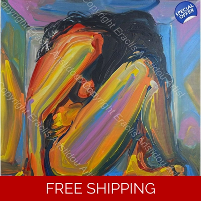 Colourful figurative nude in a box 969